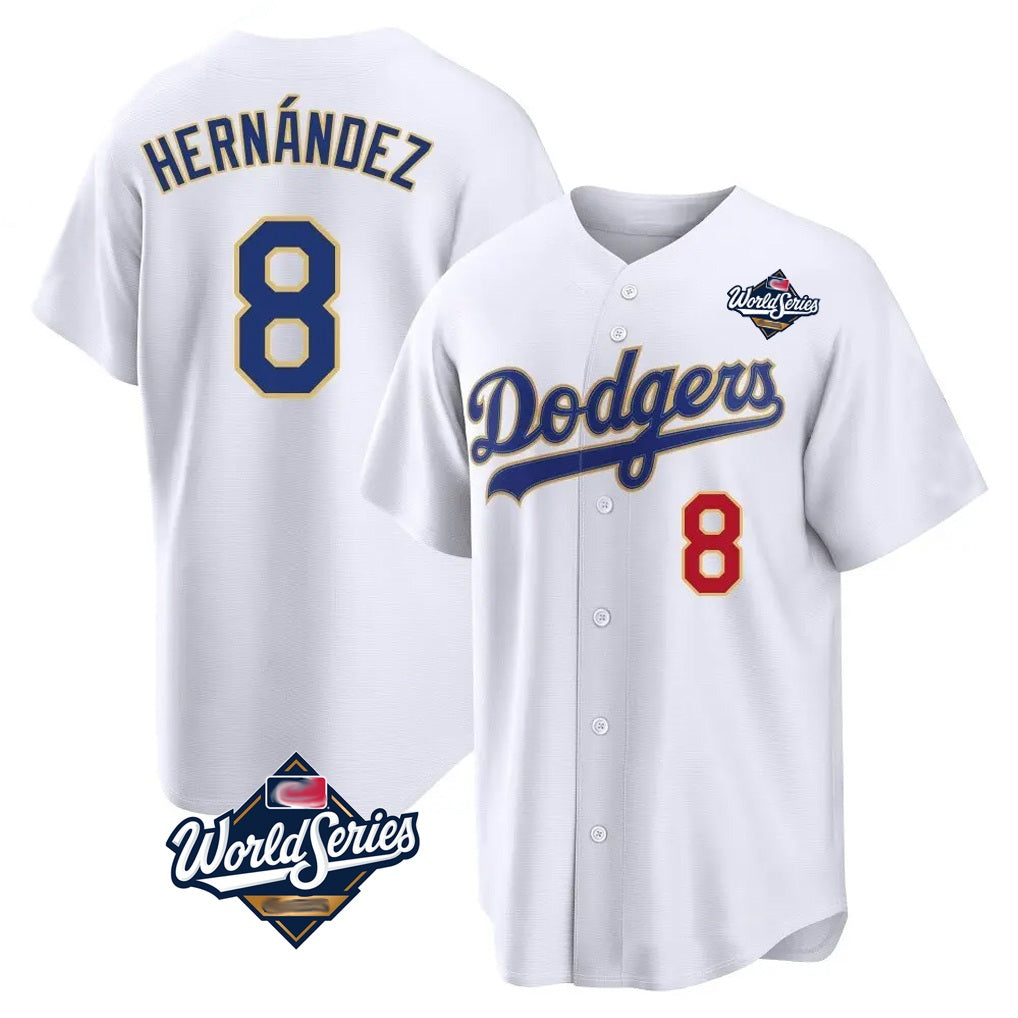 Los Angeles Dodgers #8 Enrique Hern¨¢ndez Player Gold White CONTON World Series 2026 Collection Stadium Limited Stitched Jerseys