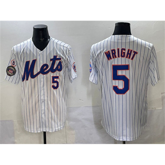 New York Mets #5 David Wright White CONTON With Patch Stitched Jersey