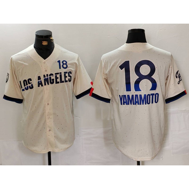 Los Angeles Dodgers #18 Yoshinobu Yamamoto Cream CONTON 2024 City Connect Limited Jersey