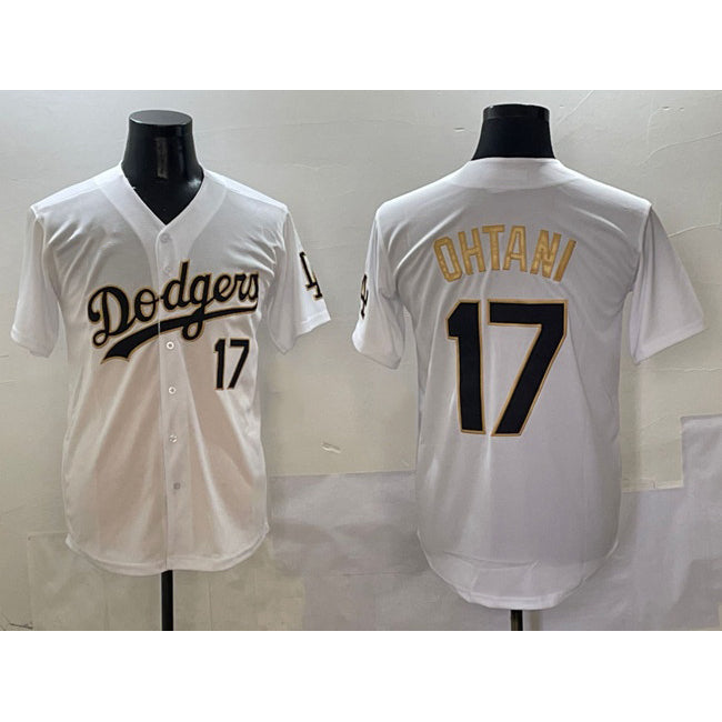 Los Angeles Dodgers #17 Shohei Ohtani White Gold CONTON Limited Stitched Jersey