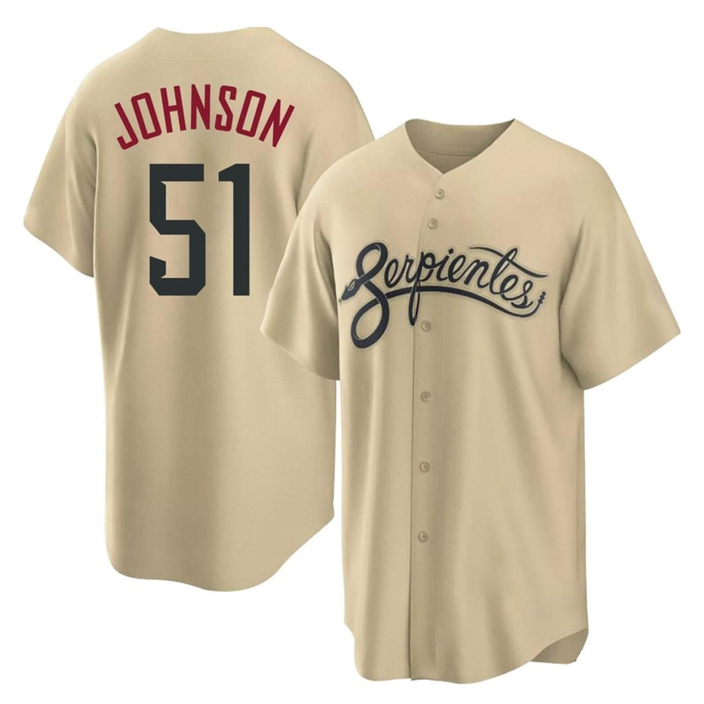 Arizona Diamondbacks #51 Randy Johnson Player Tan CONTON City Connect Home Game Stitched Jerseys
