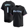 Miami Marlins #1 Connor Norby Player Black CONTON Home Limited Stitched Jerseys