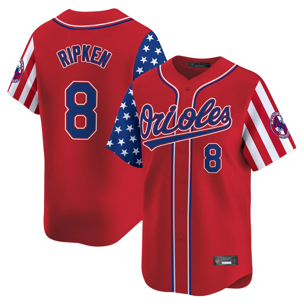 Baltimore Orioles #8 Cal Ripken Player Red CONTON Independence Day Vapor Premier Limited Home Game Stitched Jerseys
