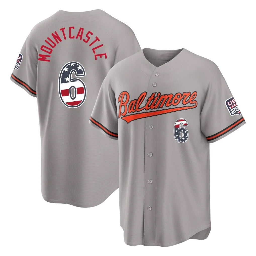 Baltimore Orioles #6 Ryan Mountcastle Player Gray CONTON USA 250 Fourth of July Home Game Stitched Jerseys