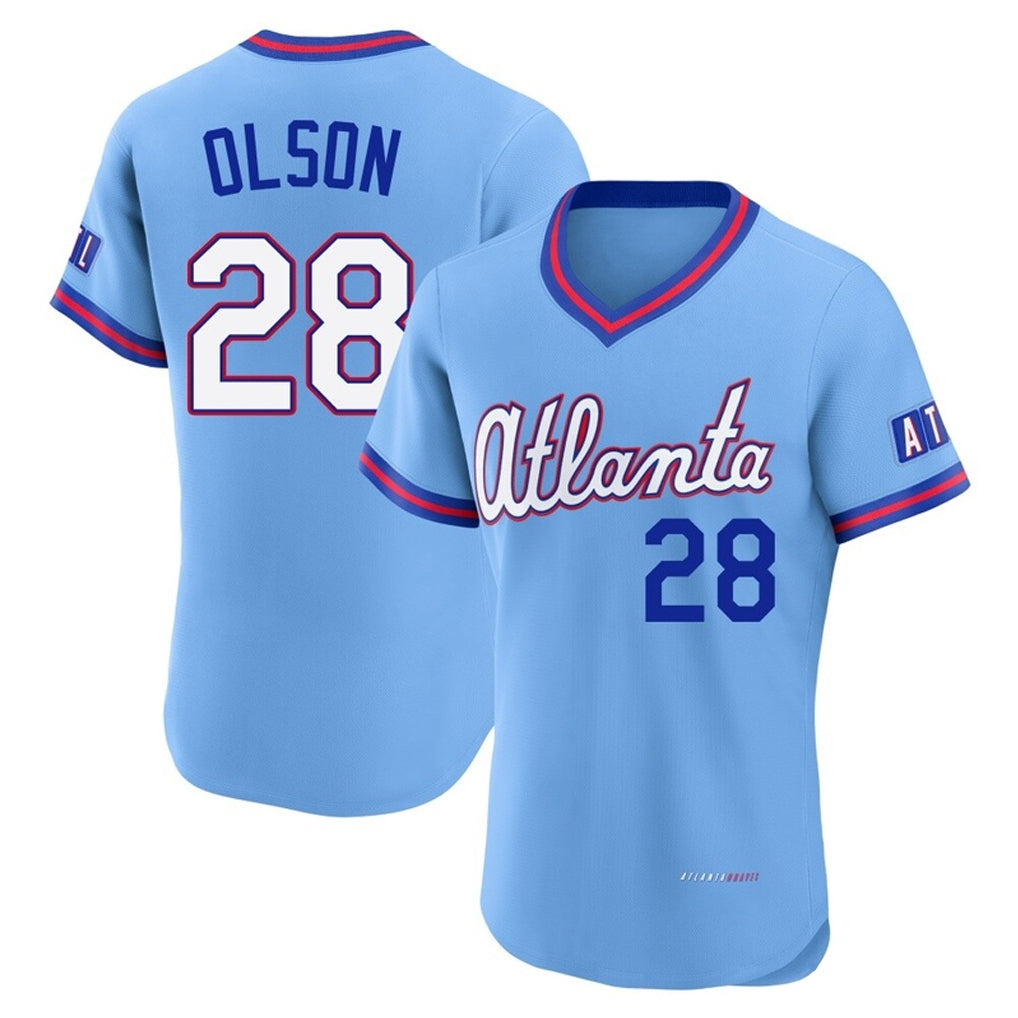 Atlanta Braves #28 Matt Olson Player Powder Blue CONTON 2026 City Connect T-shirt Limited Elite Home Game Stitched Jerseys