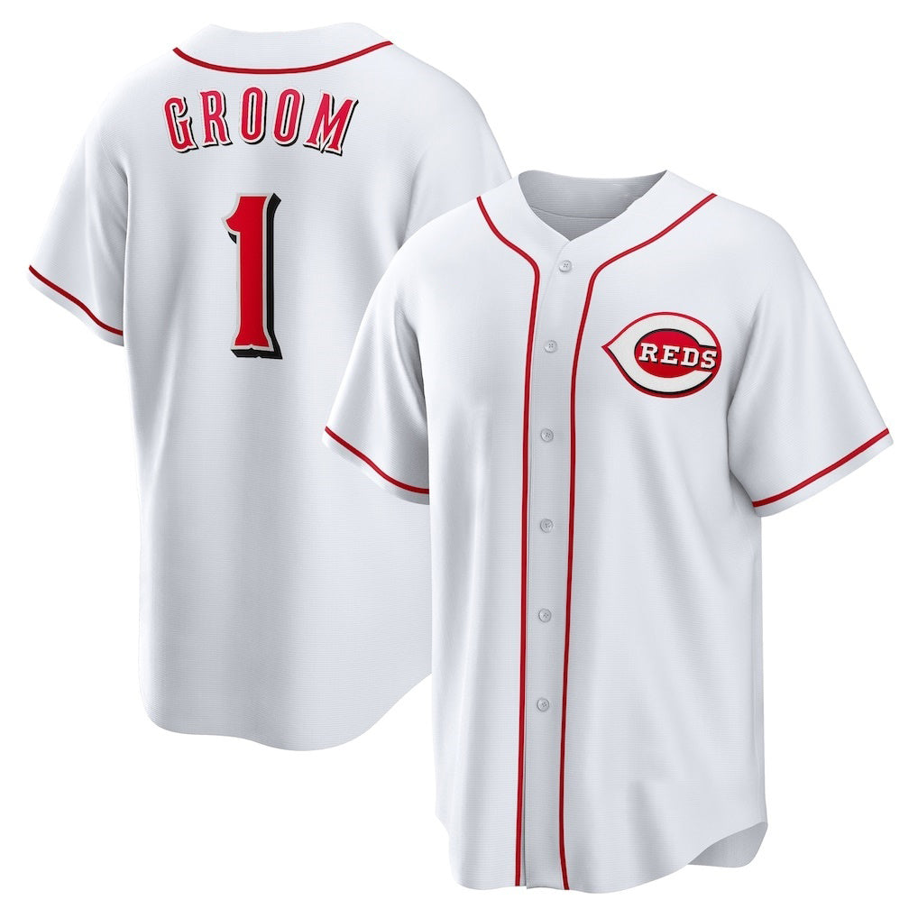 Cincinnati Reds #1 Groom White CONTON Home Replica Jersey