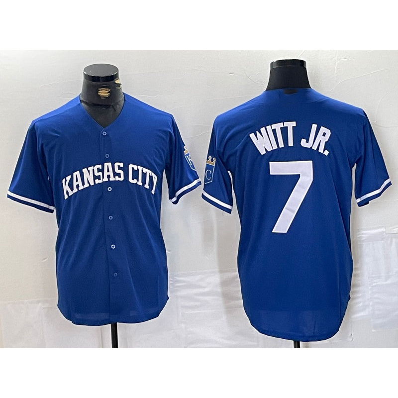 Kansas City Royals #7 Bobby Witt Jr Blue CONTON Cool Base Stitched Jersey