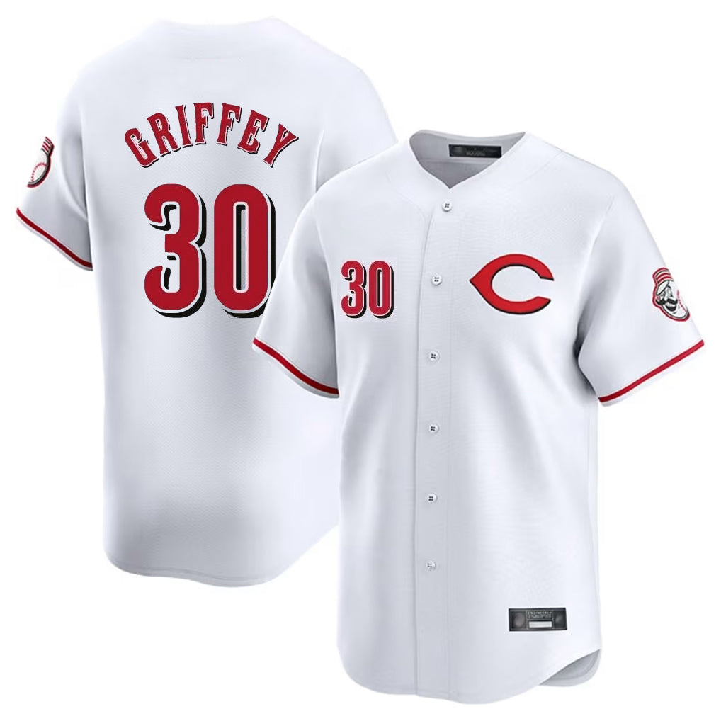 Cincinnati Reds #30 Ken Griffey Player White CONTON Limited Home Stitched Jerseys