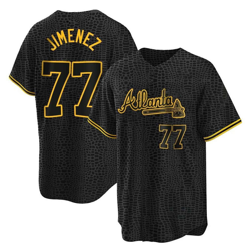 Atlanta Braves #77 Joe Jimenez Player Black CONTON Snake Skin City Home Game Stitched Jerseys