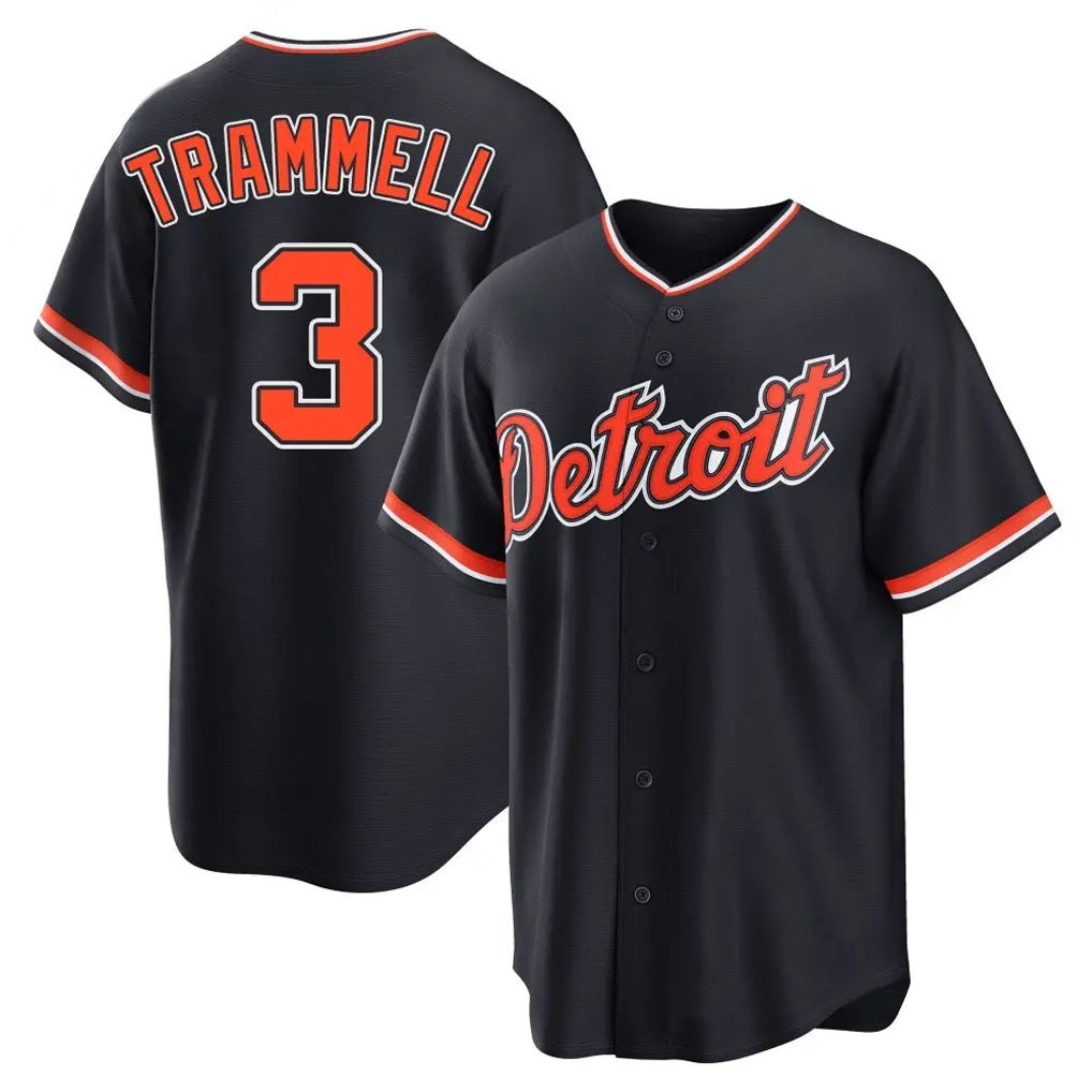 Detroit Tigers #3 Alan Trammell Player Navy CONTON Home Game Stitched Jerseys