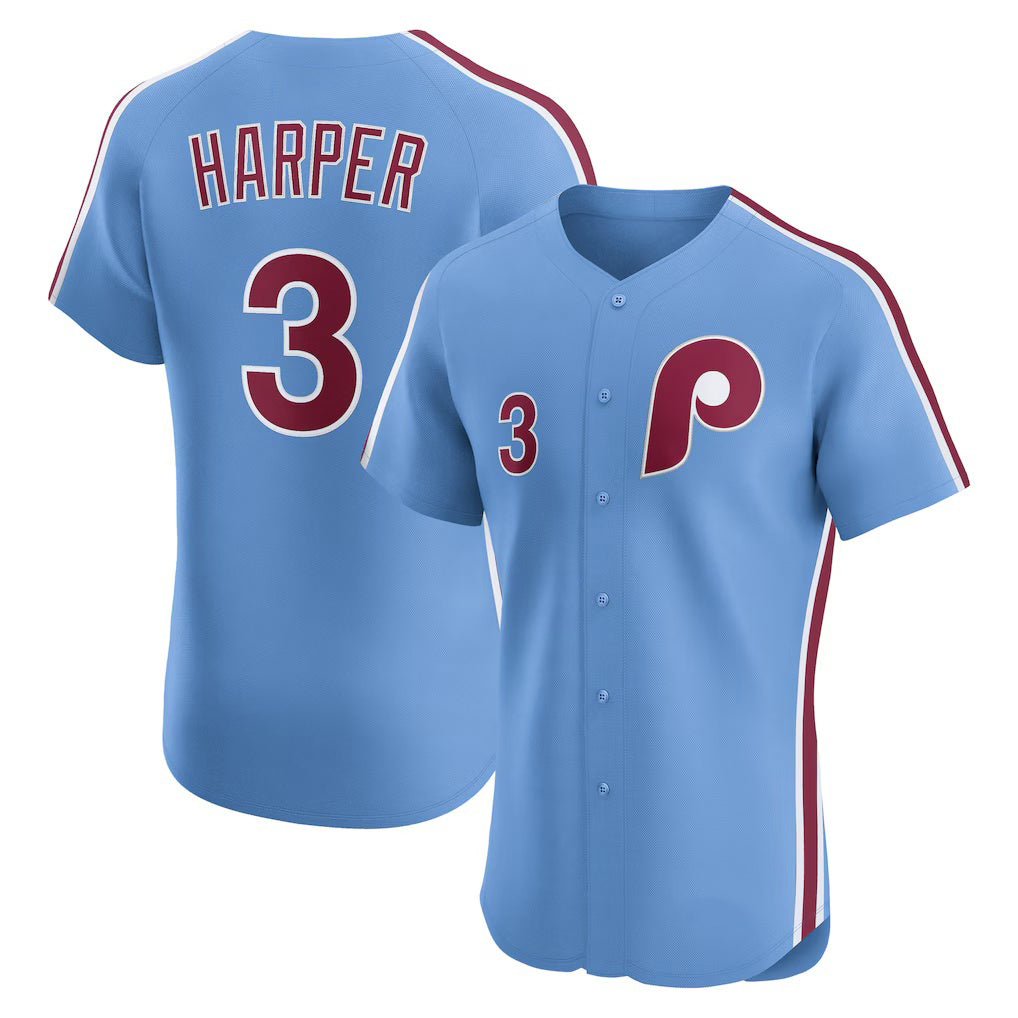Philadelphia Phillies #3 Bryce Harper Light Blue CONTON Alternate Elite Jersey