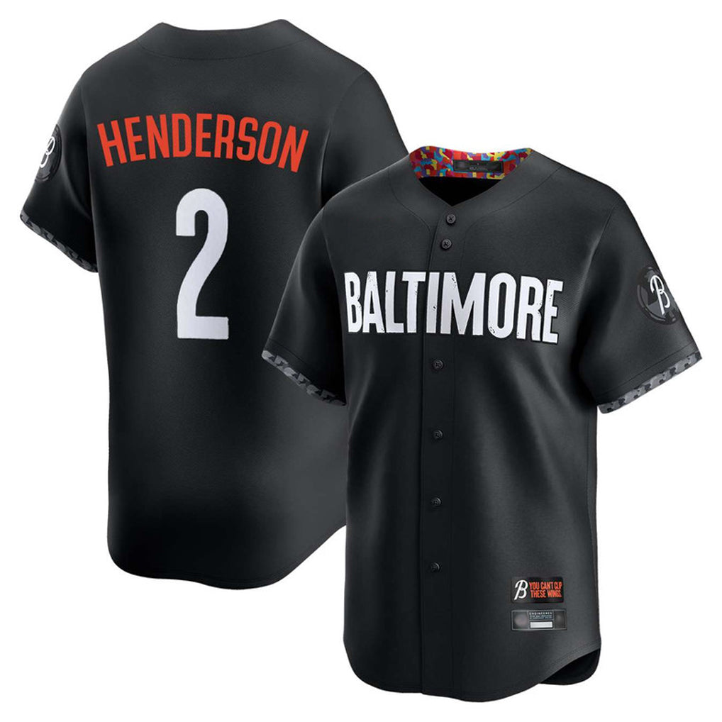 Baltimore Orioles #2 Gunnar Henderson Player Black CONTON City Connect Limited Home Game Stitched Jerseys