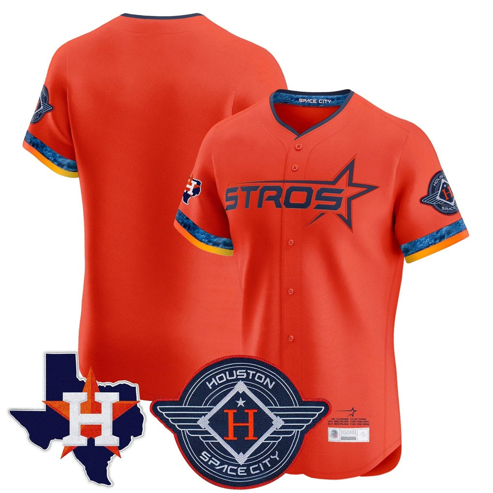 Houston Astros Blank Player Orange CONTON City Connect Texas Patch Vapor Premier Limited Elite Home Stitched Jerseys