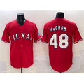 Texas Rangers #48 Jacob deGrom Red CONTON With Patch Cool Base Stitched Jersey