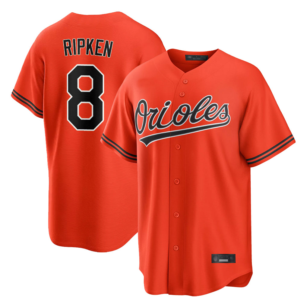 Baltimore Orioles #8 Cal Ripken Player Orange CONTON Home Game Stitched Jerseys