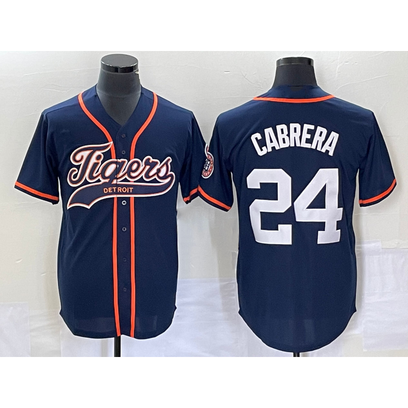 Detroit Tigers #24 Miguel Cabrera Navy CONTON Cool Base Stitched Jersey