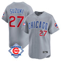 Chicago Cubs #27 Seiya Suzuki Player Gray CONTON Road 150th Anniversary Limited Home Stitched Jerseys