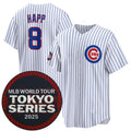 Chicago Cubs #8 Ian Happ White CONTON 2025 World Tour Tokyo Series Home Stitched Jersey