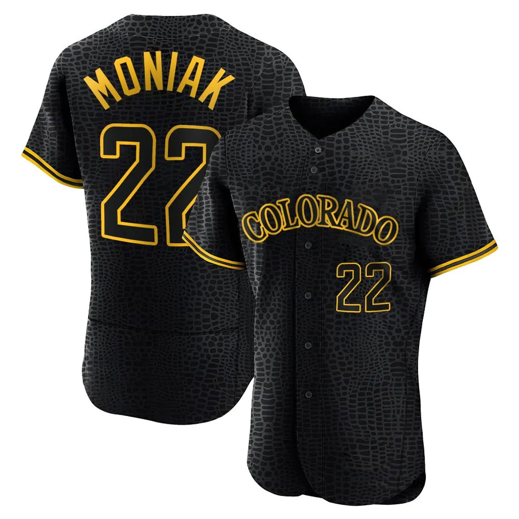 Colorado Rockies #22 Mickey Moniak Player Black CONTON Snake Skin City Limited Elite Home Stitched Jerseys