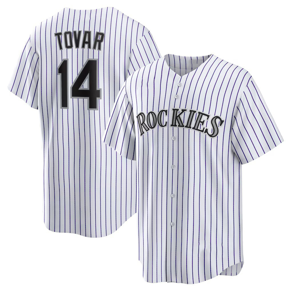 Colorado Rockies #14 Ezequiel Tovar White CONTON Home Replica Jersey