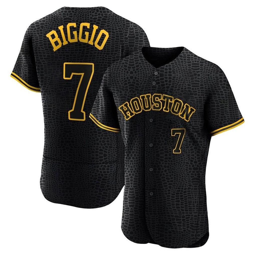 Houston Astros #7 Craig Biggio Player Black CONTON Snake Skin City Limited Elite Home Stitched Jerseys