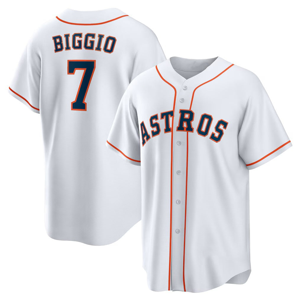 Houston Astros #7 Craig Biggio White CONTON Home Retired Player Replica Jersey