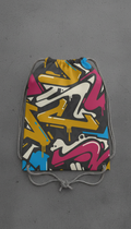 Branded graffiti drawstring bag