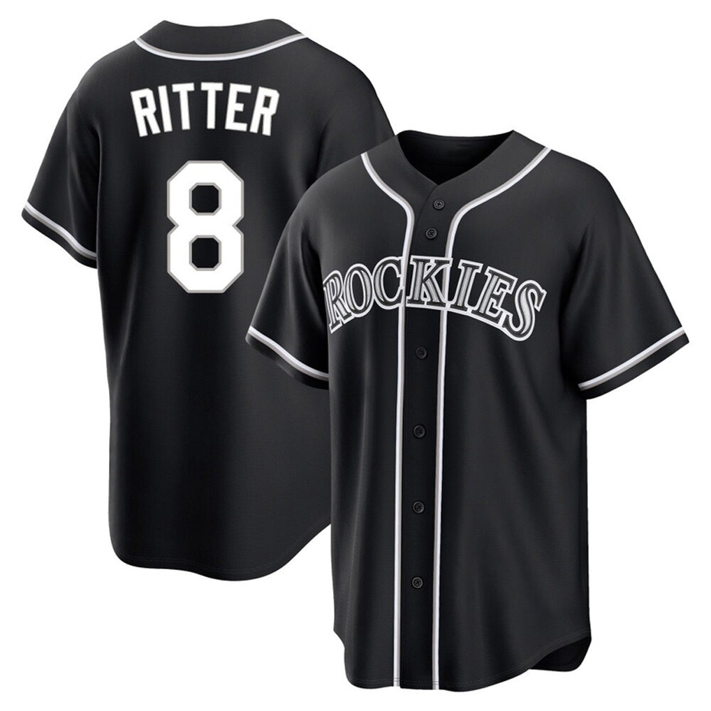 Colorado Rockies #8 Ryan Ritter Player Black CONTON Fashion Out Home Game Stitched Jerseys