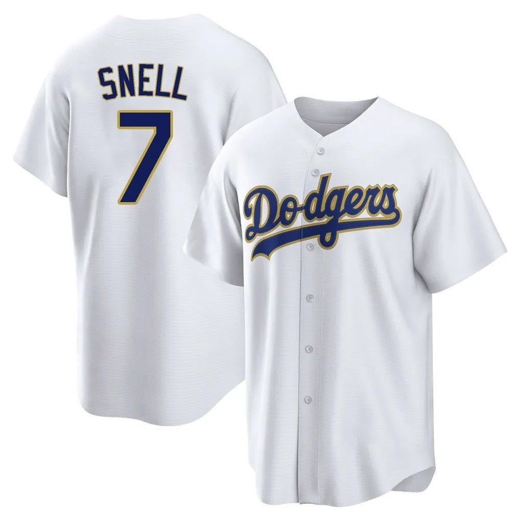Los Angeles Dodgers #7 Blake Snell Player Gold White CONTON 2026 Collection Stadium Game Stitched Jerseys