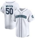 Seattle Mariners #50 Bryce Miller White CONTON Home Limited Stitched jersey