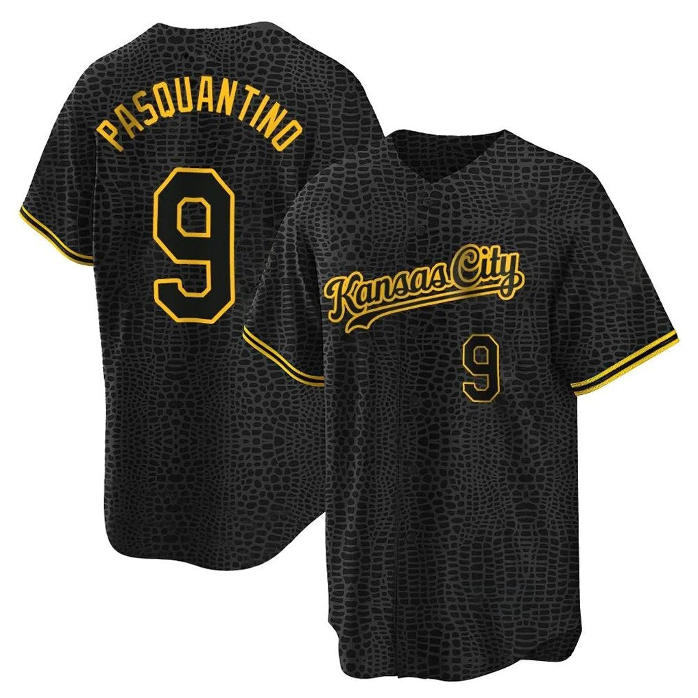 Kansas City Royals #9 Vinnie Pasquantino Player Black CONTON Snake Skin City Game Stitched Jerseys