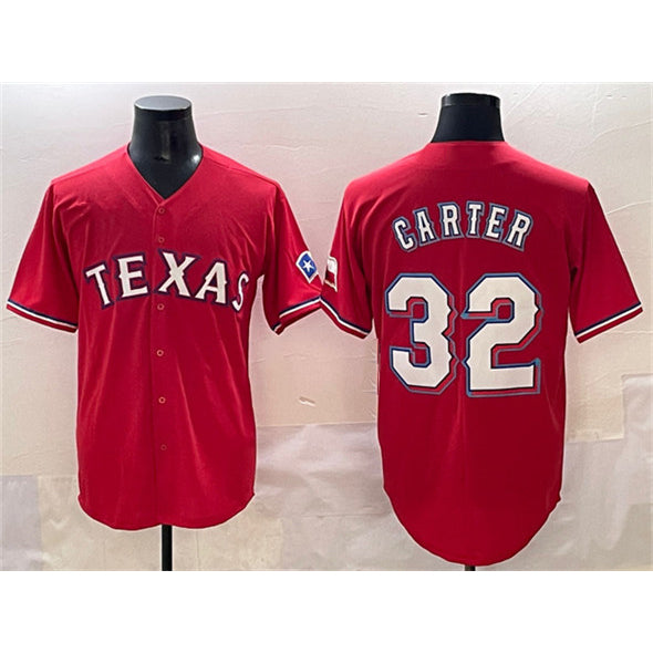 Texas Rangers #32 Evan Carter Red CONTON Cool Base Stitched Jersey