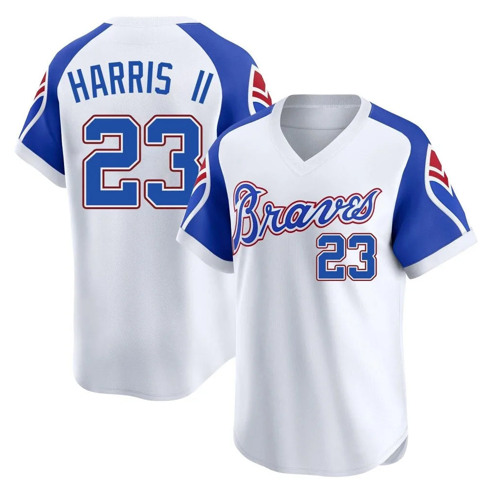 Atlanta Braves #23 Michael Harris II Player White CONTON Throwback Cooperstown Collection T-shirt Game Stitched Jerseys