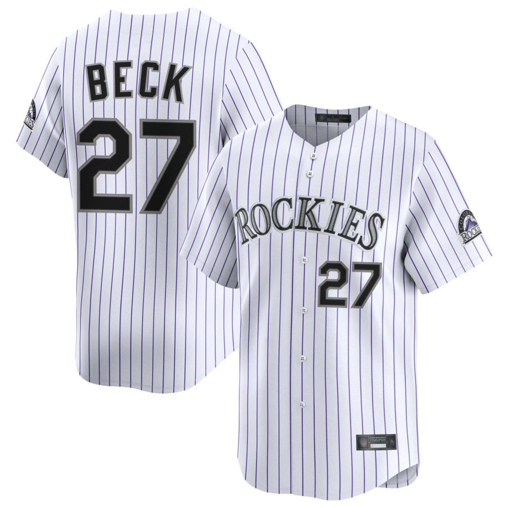 Colorado Rockies #27 Jordan Beck Player White CONTON Limited Home Stitched Jerseys