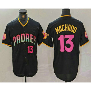 San Diego Padres #13 Manny Machado Number Black CONTON 20th Anniversary Cool Base Stitched Jersey