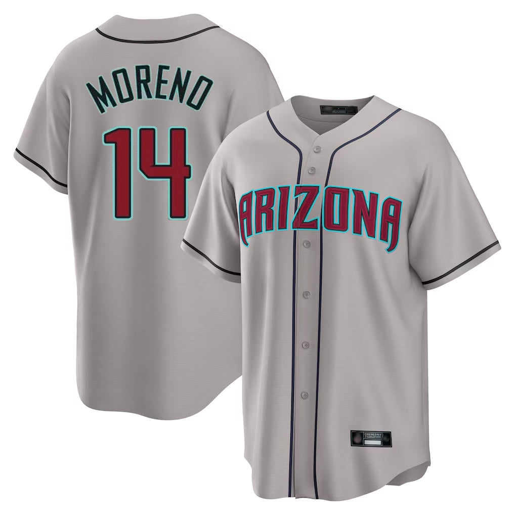 Arizona Diamondbacks #14 Gabriel Moreno Player Gray CONTON Road Home Game Stitched Jerseys