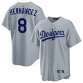 Los Angeles Dodgers #8 Enrique Hern¨¢ndez Player Gray CONTON Game Stitched Jerseys