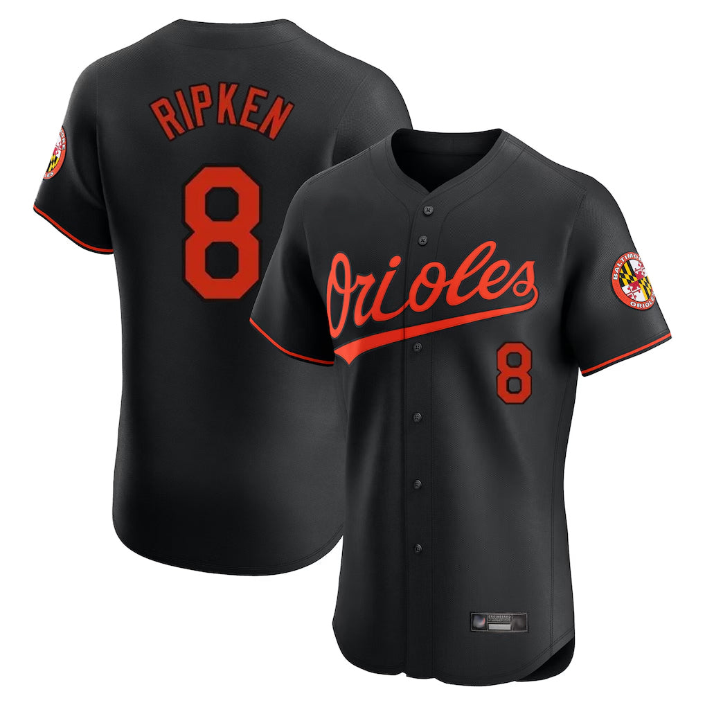Baltimore Orioles #8 Cal Ripken Player Black CONTON Limited Elite Home Game Stitched Jerseys