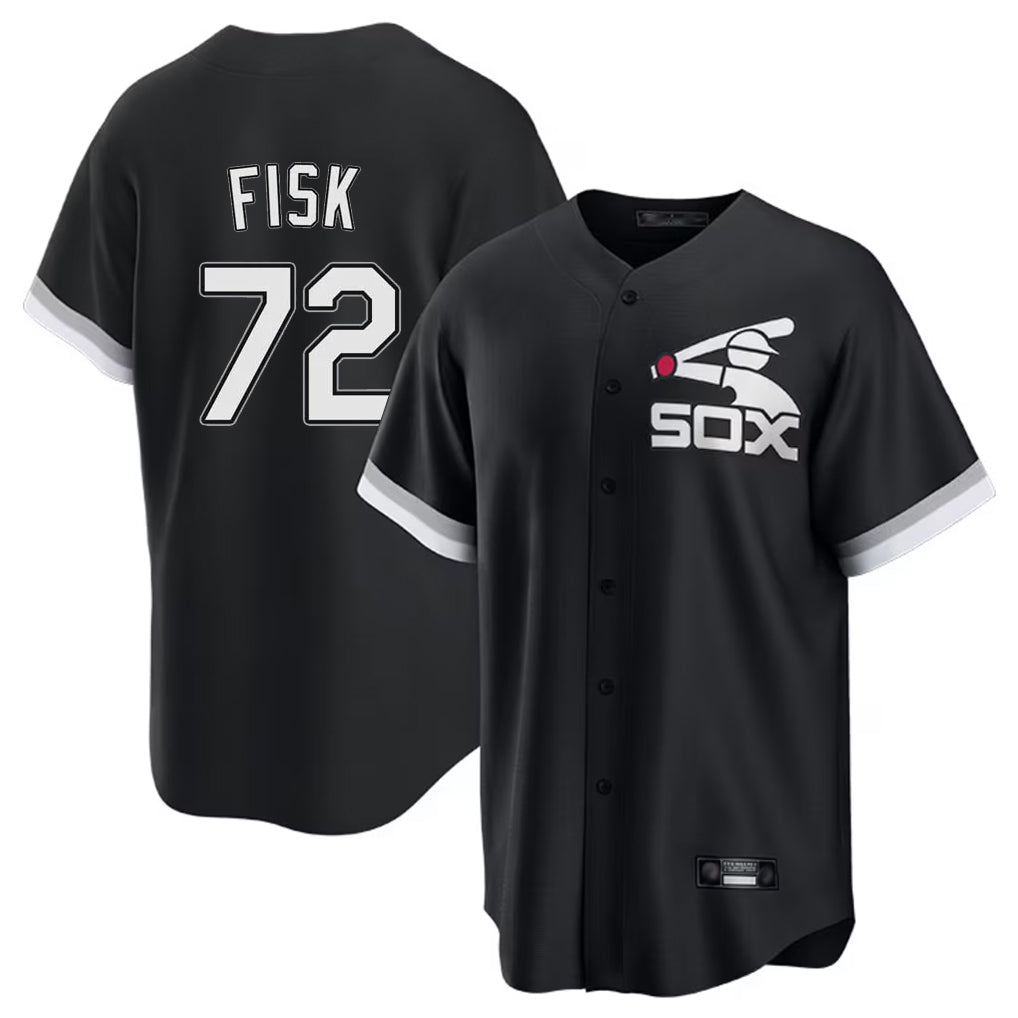 Chicago White Sox #72 Carlton Fisk Player Black CONTON Spring Training Game Stitched Jerseys
