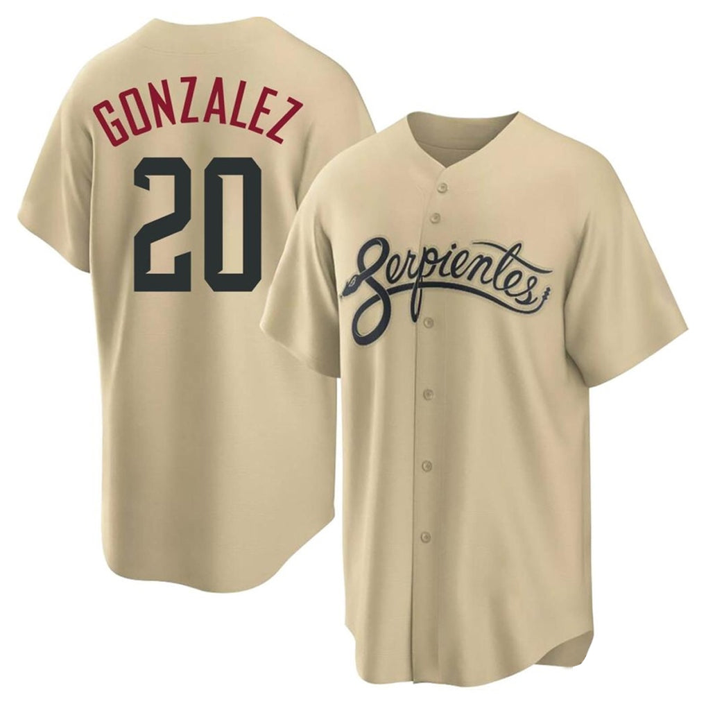 Arizona Diamondbacks #20 Luis Gonzalez Player Tan CONTON City Connect Home Game Stitched Jerseys