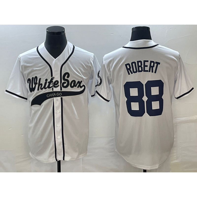 Chicago White Sox #88 Luis Robert White CONTON Cool Base Stitched Jersey 2