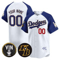 Custom Los Angeles Dodgers Vin Patch & Kobe Bryant Signature Vapor Premier Limited Jersey ¨C White 2 CONTON