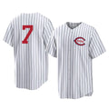 Cincinnati Reds #7 Spencer Steer Player White CONTON Stripe Field of Dreams Game Home Stitched Jerseys