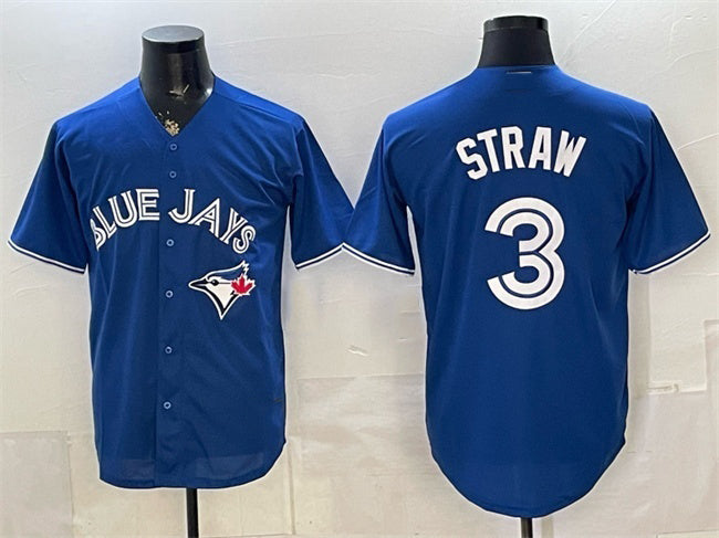 Toronto Blue Jays #3 Myles Straw Royal CONTON Stitched Jersey