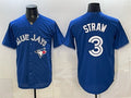 Toronto Blue Jays #3 Myles Straw Royal CONTON Stitched Jersey