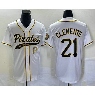 Pittsburgh Pirates #21 Roberto Clemente Number White CONTON Cool Base Stitched Jersey 2