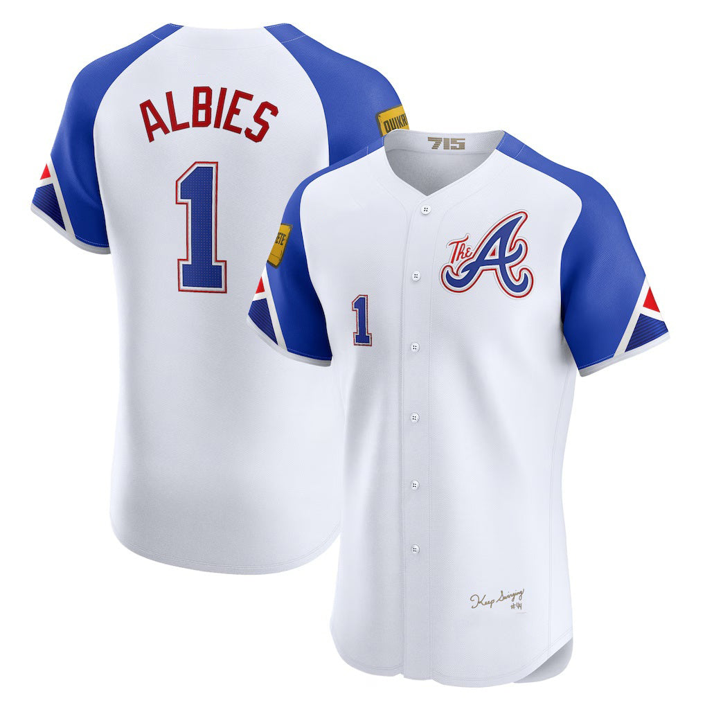 Atlanta Braves #1 Ozzie Albies White CONTON City Connect Elite Jersey