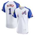 Atlanta Braves #1 Ozzie Albies White CONTON City Connect Elite Jersey