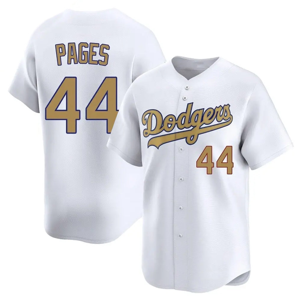 Los Angeles Dodgers #44 Andy Pages Player White Gold CONTON Collection Limited Home Stitched Jerseys