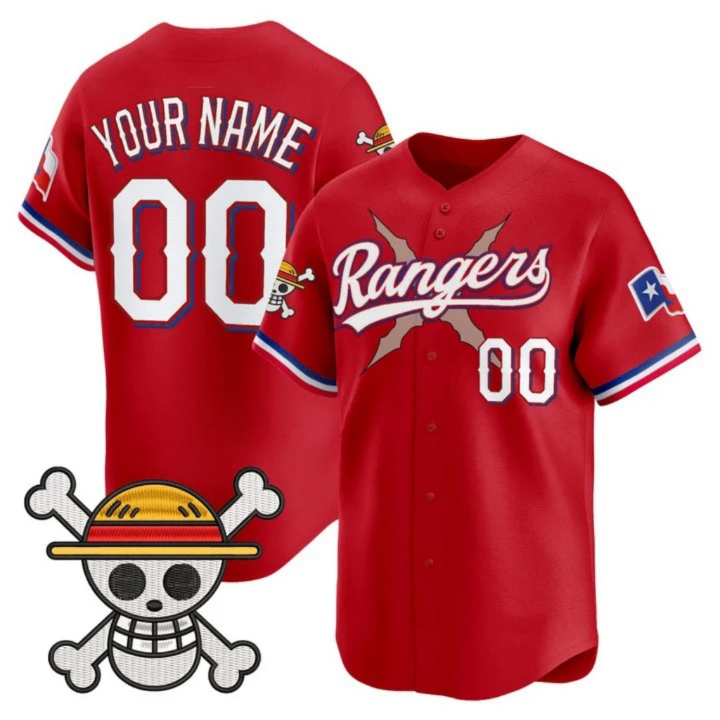 Custom Texas Rangers x One Piece Red CONTON Vapor Premier Limited Jersey - Stitched